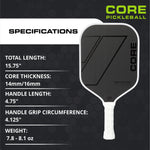 CORE Reaction Pro Pickleball Paddle | T700 Carbon Fiber Surface | MX-1000 - CORE Pickleball