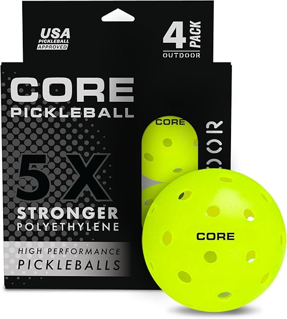 CORE Pickleball Outdoor - Set of 4 Balls with 40 Holes |  USA Pickleball Approved