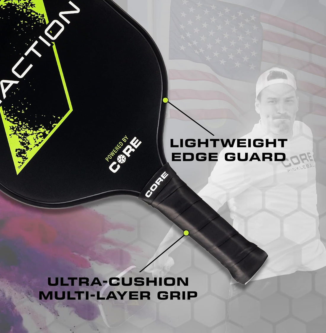 CORE-PADDLE-1X Reaction Carbon Graphite Paddle - CORE Pickleball