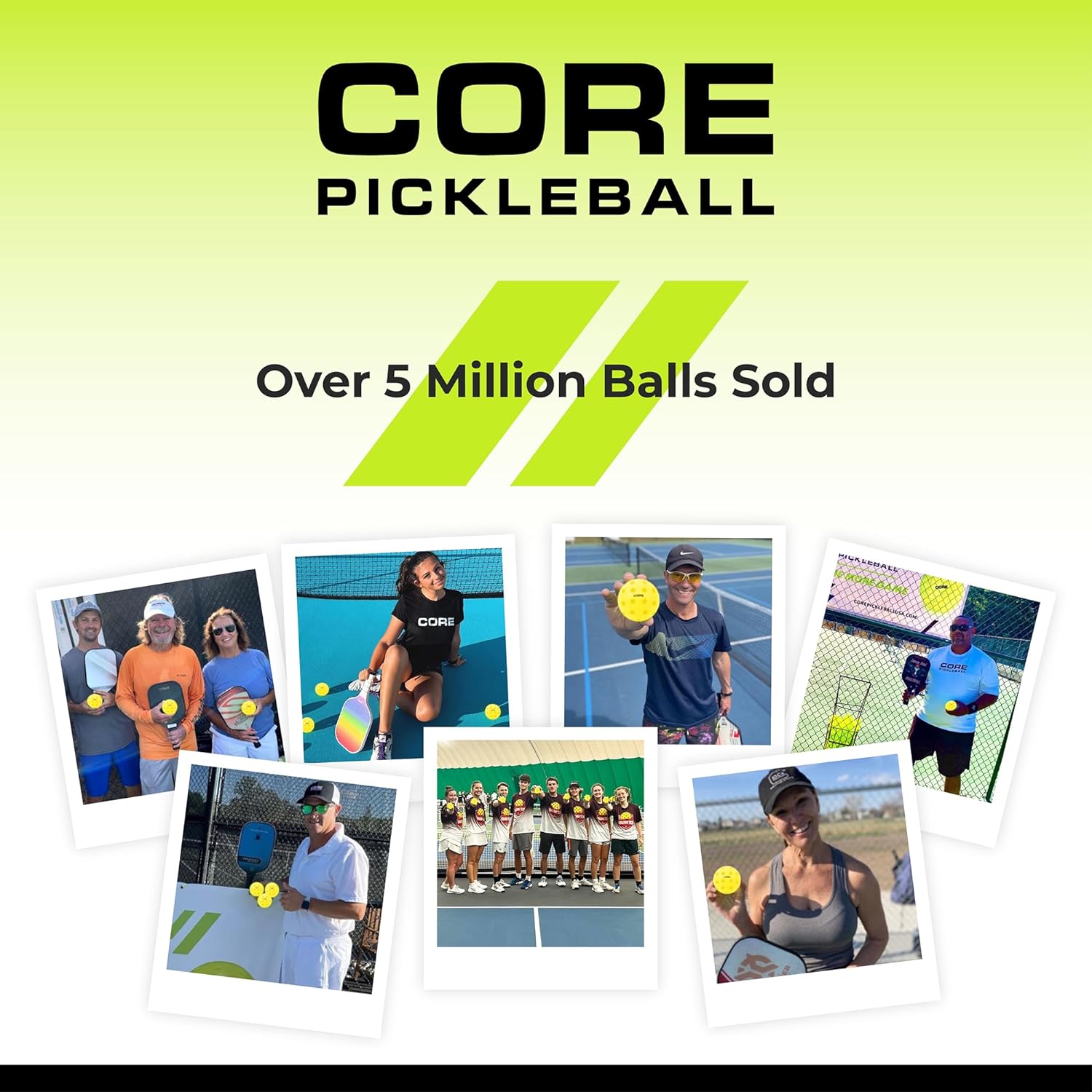 Pickleball for All | 40 Hole Injection Molded, Vibrant Yellow, Durable CORE Pickleballs for Beginners | Built to USAPA Specifications