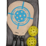 CORE PICKLEBALL PADDLE SET - 2 Wood Pickleball Paddles, 2 Outdoor Yellow Pickleballs and Mesh Carry Bag.