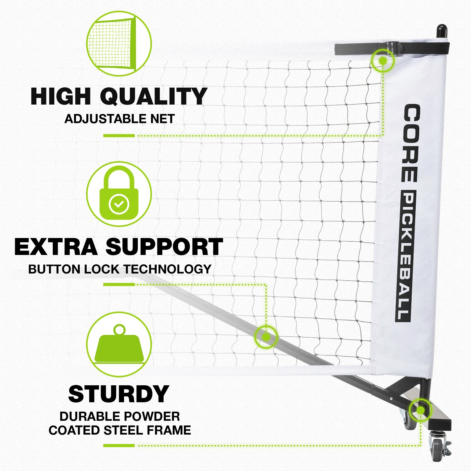 CORE Pickleball Deluxe Portable Rolling Net System - CORE Pickleball