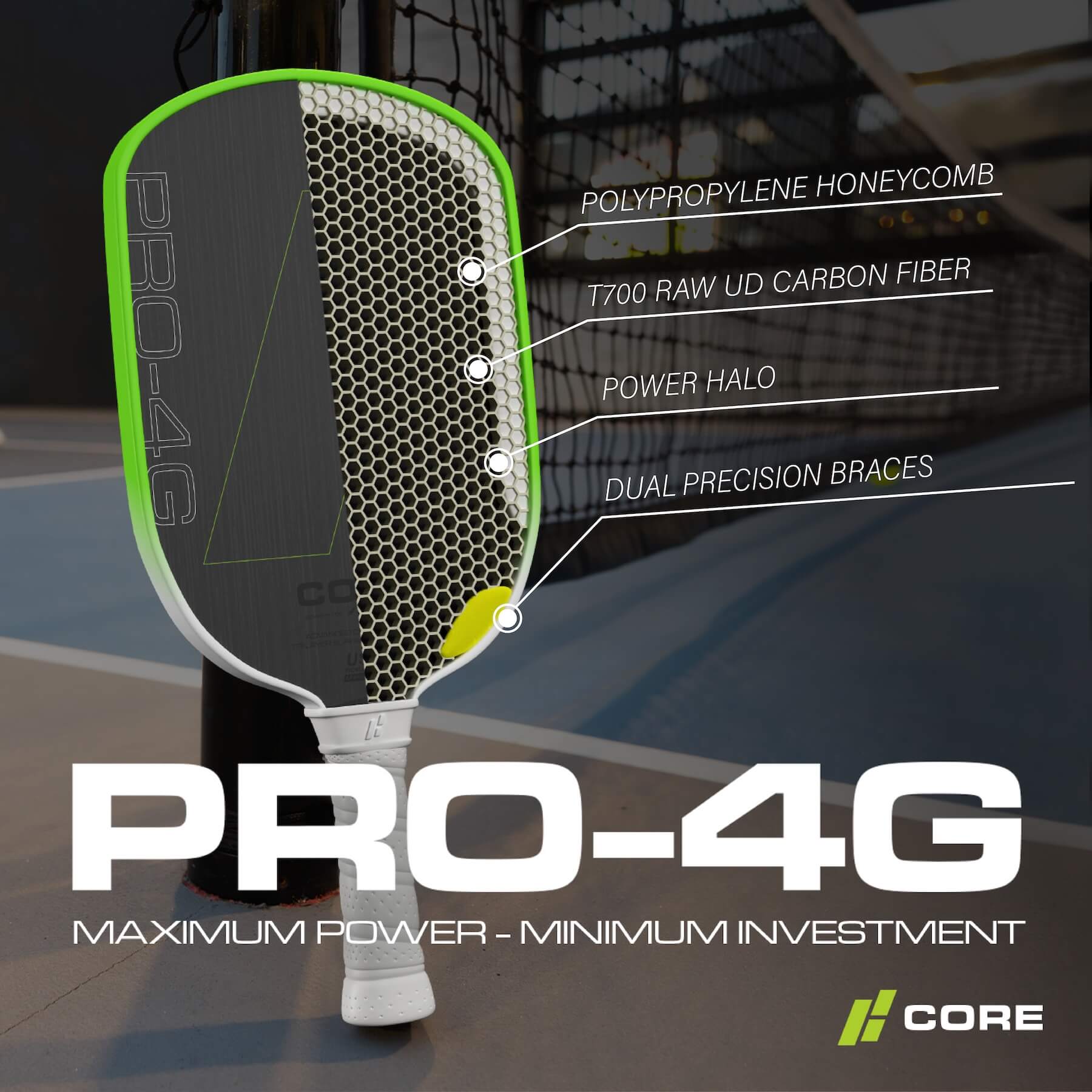 CORE PRO 4G Pickleball Paddle | 16mm | UD Carbon Fiber