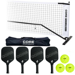 KX-100 Portable Pickleball Bundle: Net Set with 4 KX-100 Pickleball Paddles, Official Size Pickleball Net, 4 Outdoor Pickleballs and Carry Bag - CORE Pickleball