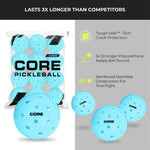 Pickleball for All | 40 Hole Injection Molded, Vibrant Blue, Durable CORE Pickleballs for Beginners | Built to USAPA Specifications - CORE Pickleball