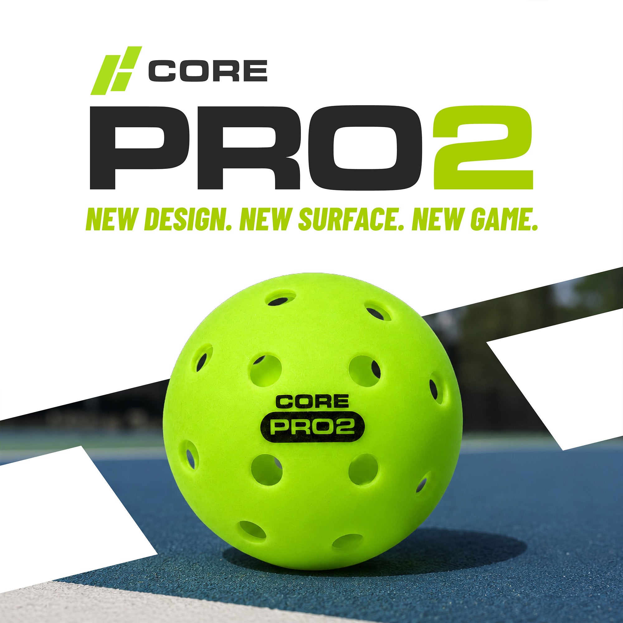 CORE PRO2 Pickleball Balls | 40-Hole Outdoor Textured Lime Green