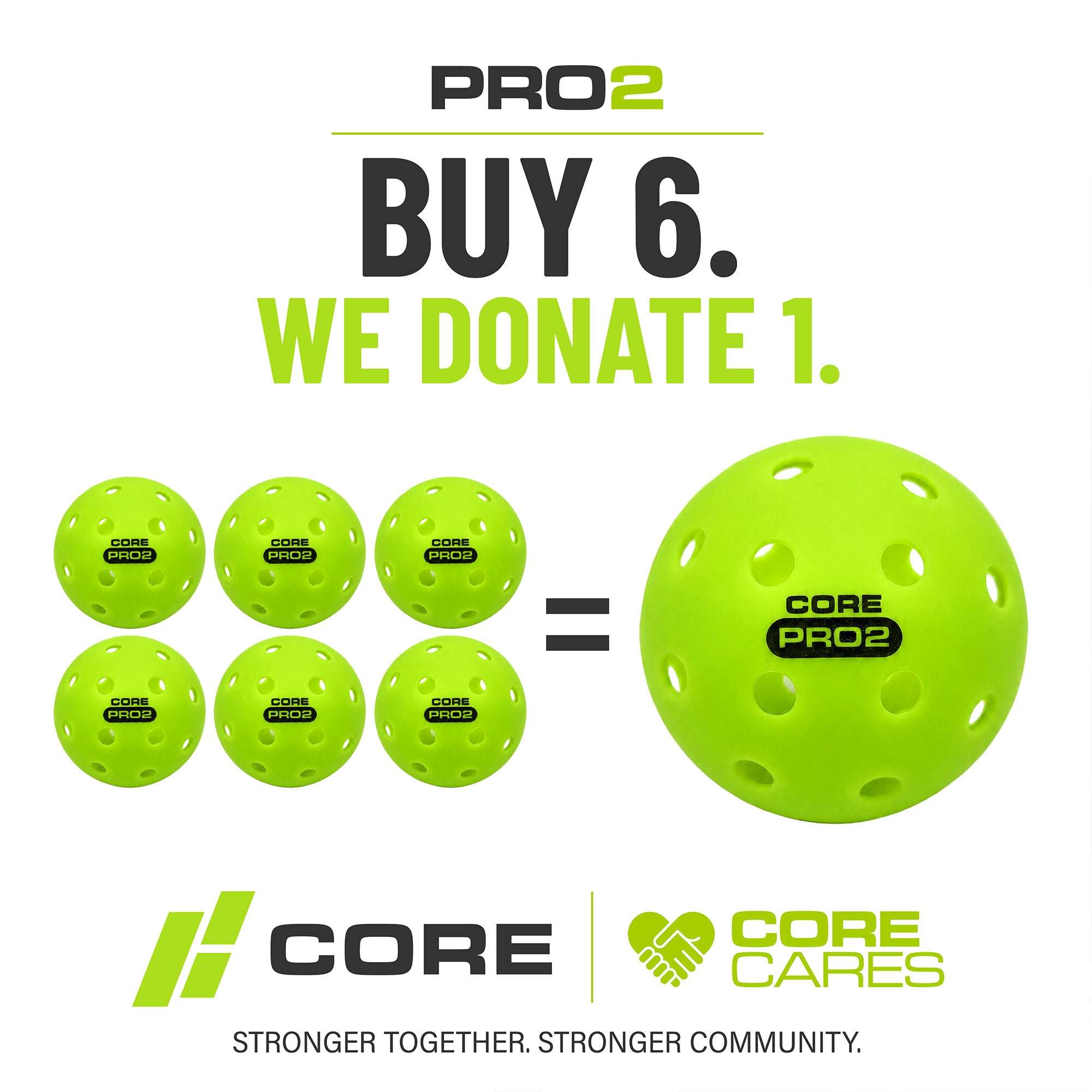 CORE PRO2 Pickleball Balls | 40-Hole Outdoor Textured Lime Green