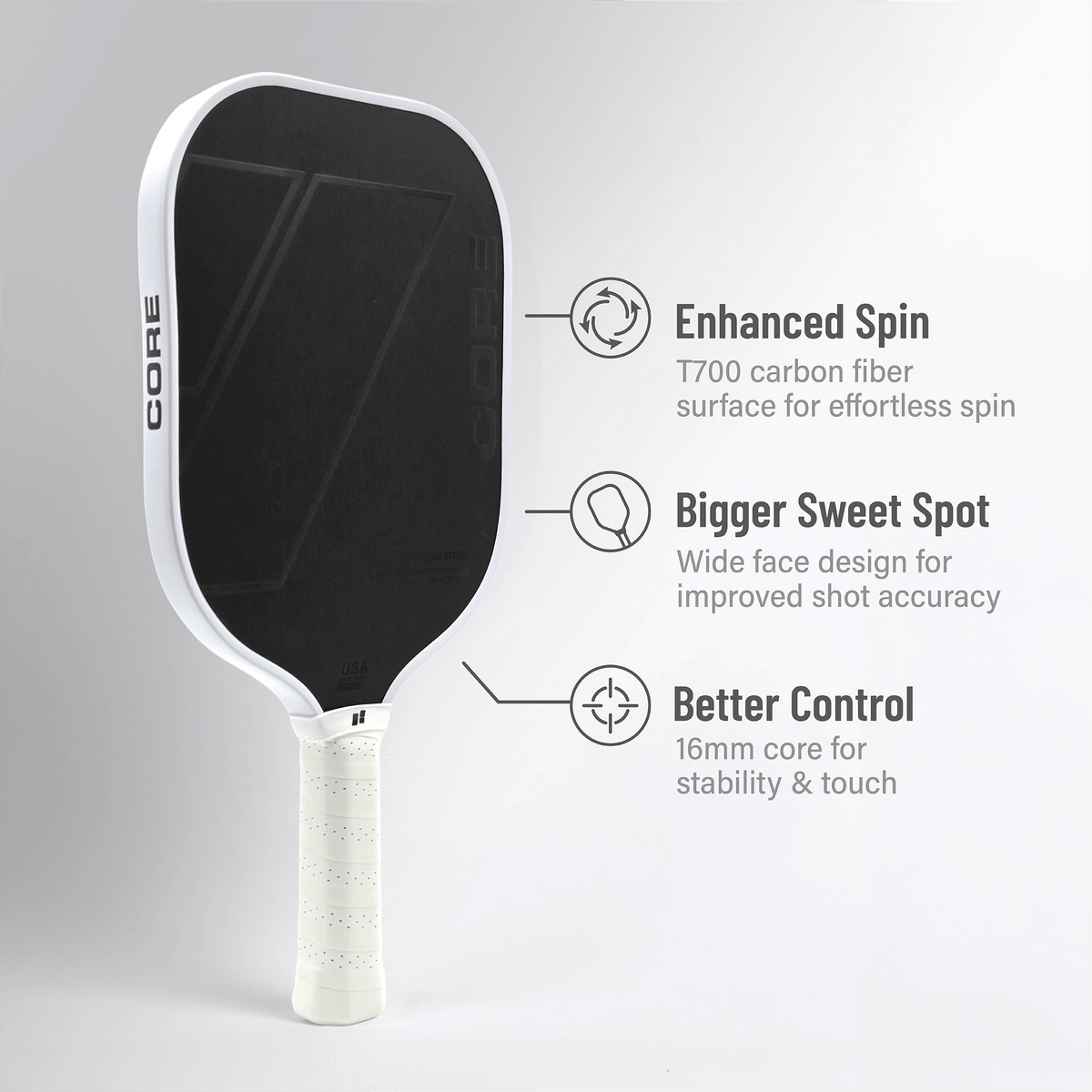 CORE Reaction Pro Pickleball Paddle (16mm) - CORE Pickleball