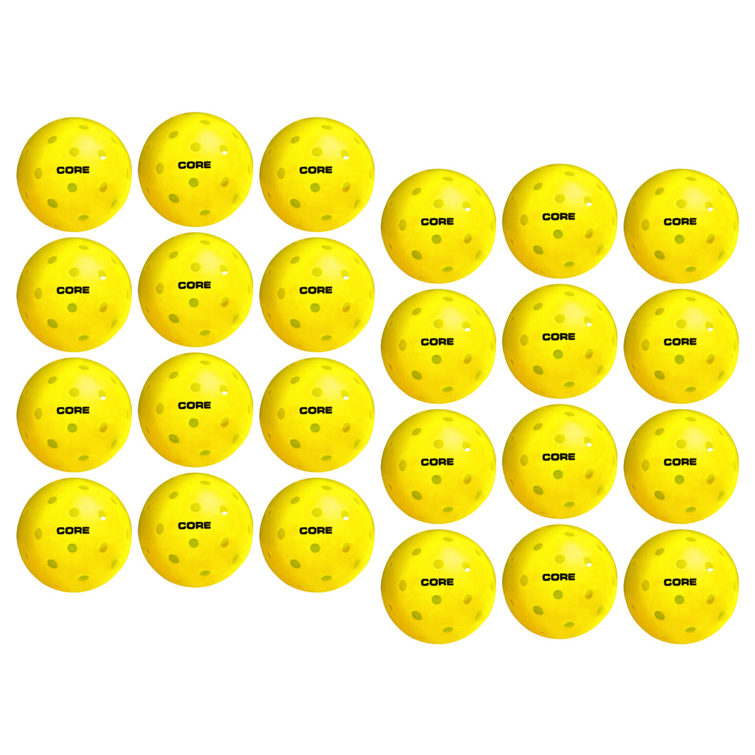 Pickleball for All | 40 Hole Injection Molded, Vibrant Yellow, Durable CORE Pickleballs for Beginners | Built to USAPA Specifications - CORE Pickleball