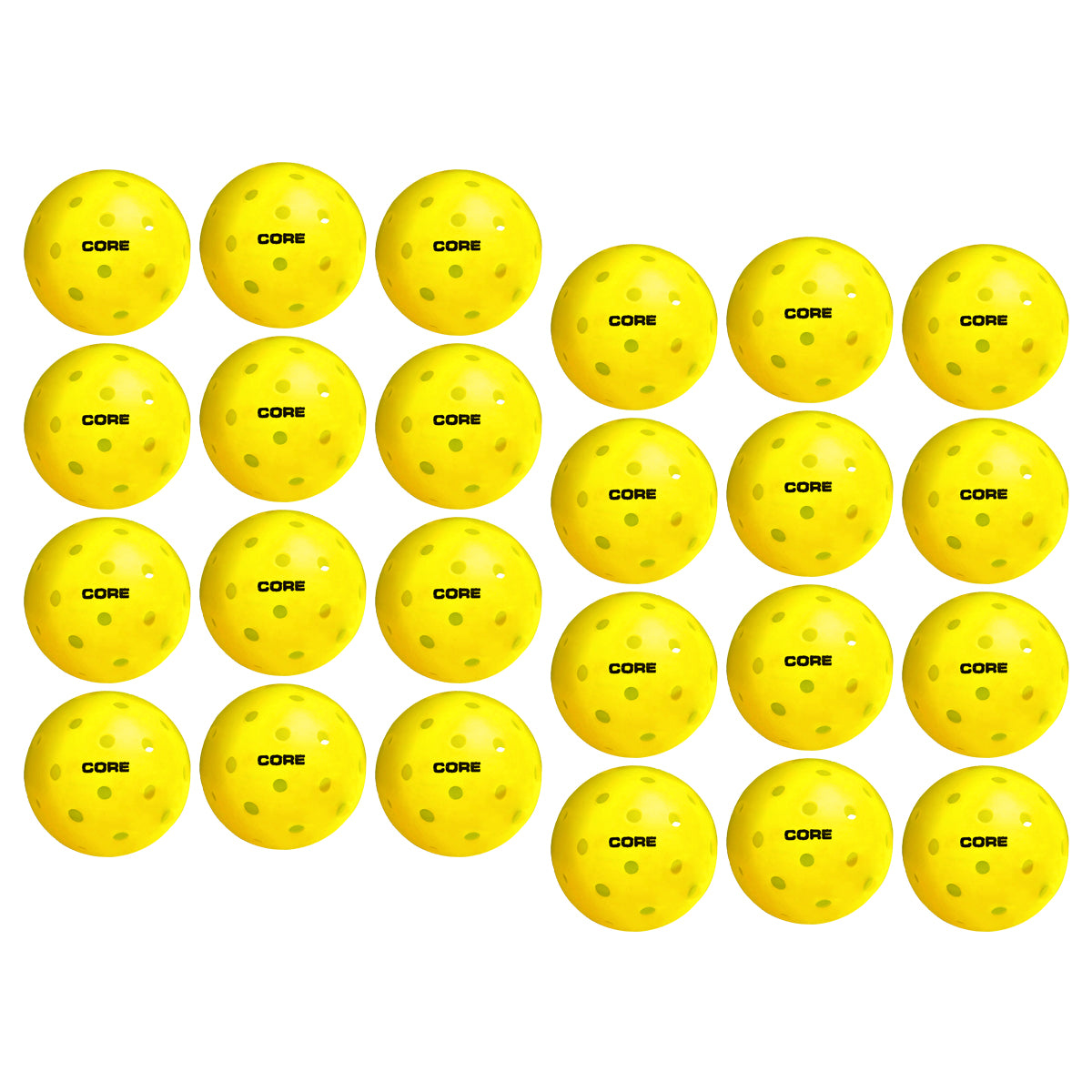 Pickleball for All | 40 Hole Injection Molded, Vibrant Yellow, Durable CORE Pickleballs for Beginners | Built to USAPA Specifications - CORE Pickleball