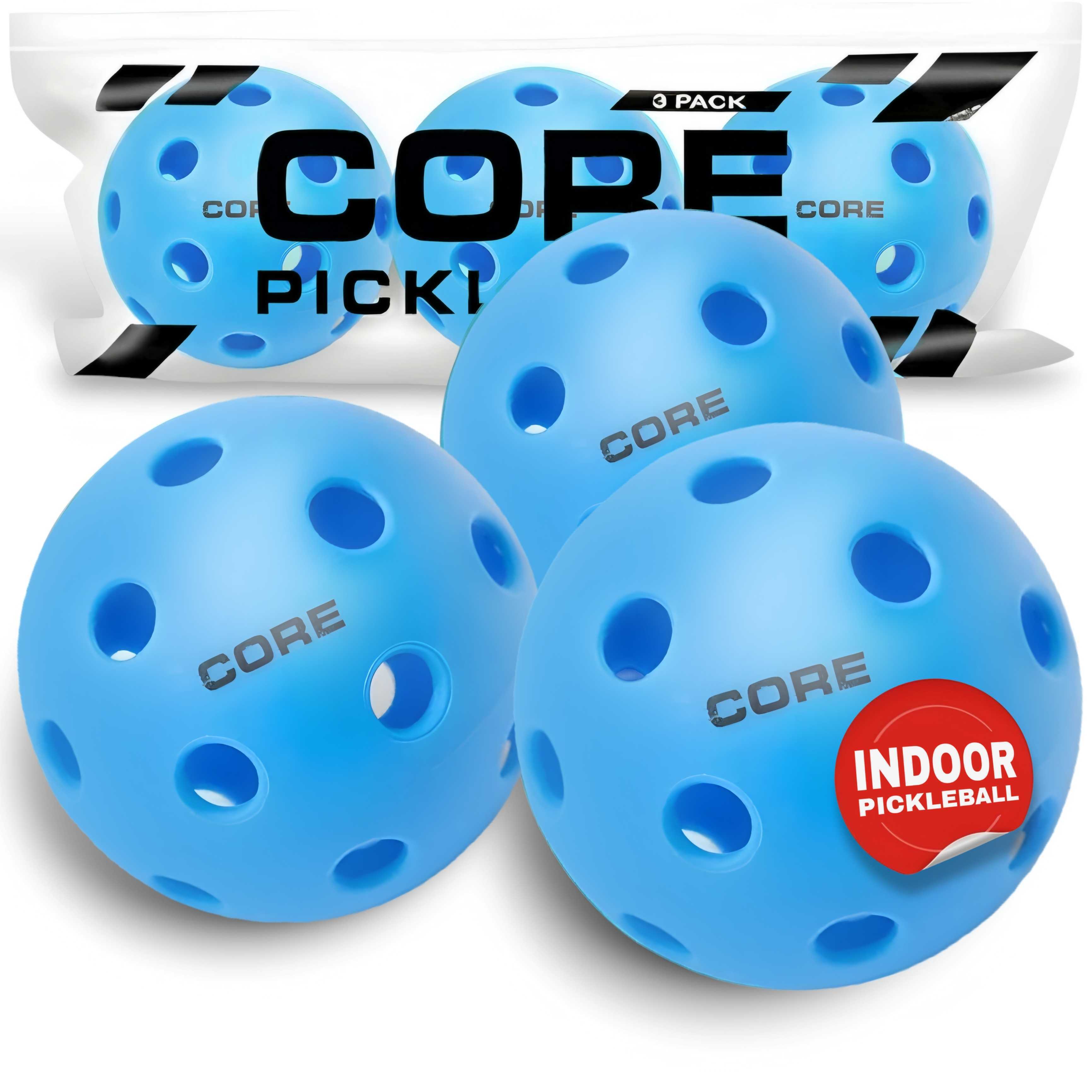 CORE Indoor Blue 26 Hole Pickleballs - 3 Pack - CORE Pickleball