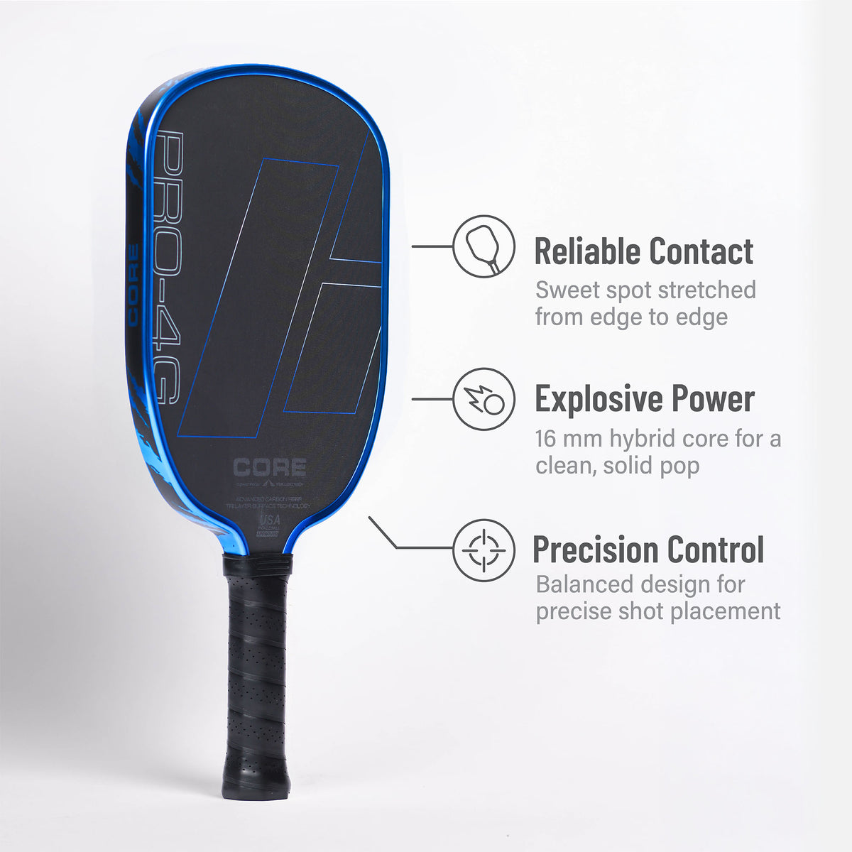 CORE PRO 4G Beast Edition pickleball paddle - reliable contact, explosive power from a 16mm hybrid core, precision control