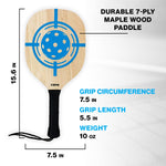 CORE PICKLEBALL PADDLE SET - 4 Wood Pickleball Paddles, 2 Outdoor Yellow Pickleballs and Nylon CORE Drawstring Carry Bag - CORE Pickleball